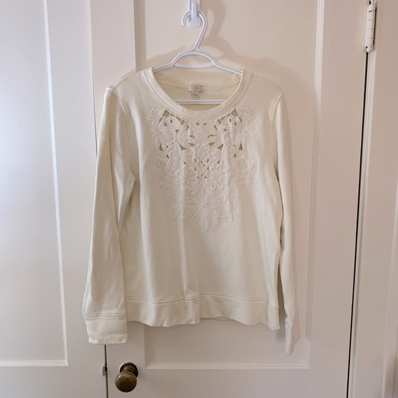 J. Crew Floral Cutout Embroidered Sweater - Picture 1 of 5